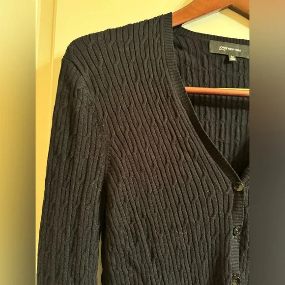 NWOT Jones New York Women’s Sweater Cardigan Top In Black Size PM - Picture 6 of 9